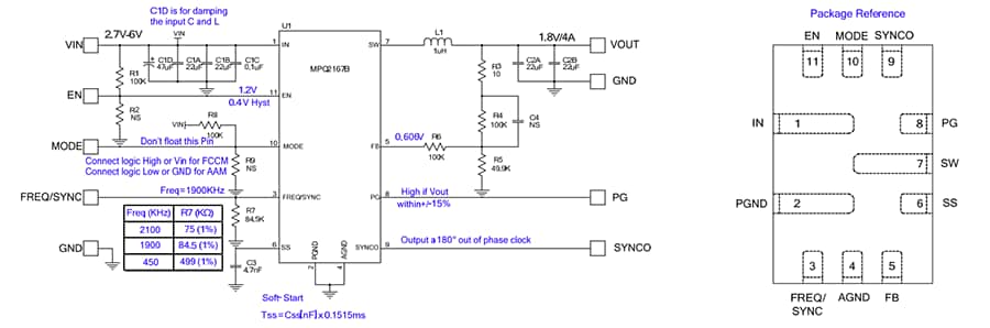 Schematic - Monolithic Power Systems (MPS) EV2167B-D-00A Buck Converter Evaluation Board